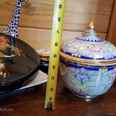 Lot-B61 9 Pc Cloissone DÃ©cor Oriental Asian Mixed Lot