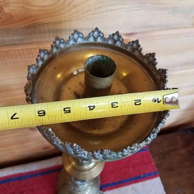 Lot-B47 Antique 3 Tier Solid Brass Footed Candle Holder Gothic Church
