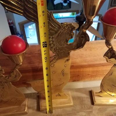 Lot-D11 5 Pc Vintage Brass Angel Candlestick Holder Set Lot