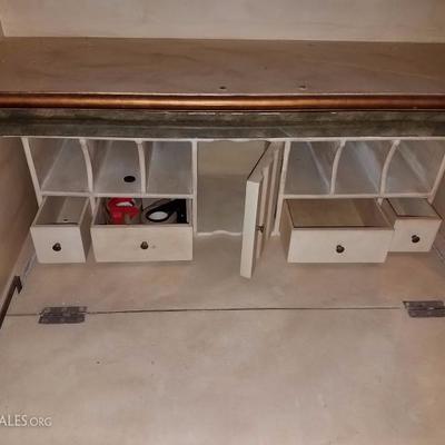 Lot-D13 Painted Double Drawer 2 Door Secretary Desk 82x42x18