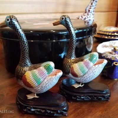 Lot-B61 9 Pc Cloissone DÃ©cor Oriental Asian Mixed Lot