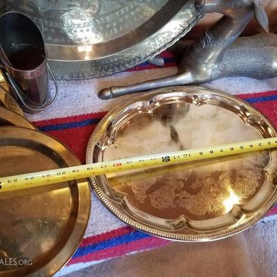 Lot-B59 12 Pc Brass Platter DÃ©cor Various Mixed Lot