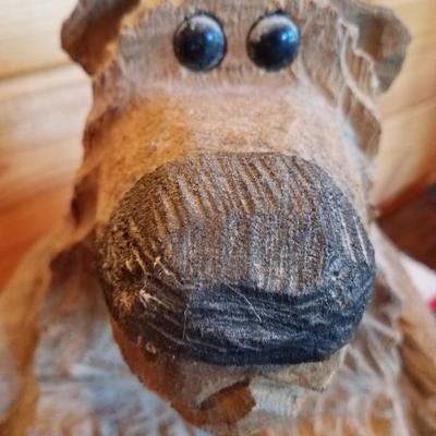 Lot-A24 Decorative Wood Carved Bear Stump #1