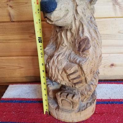 Lot-B38 Full Body Wooden Carved Bear Stump Decor