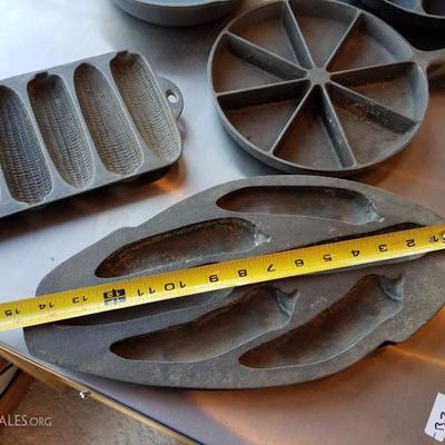 Lot-B4 7 Pc Cast Iron Cornbread Frying Pans Mixed Lot