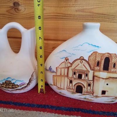 Lot-B48 2 Pc Southwest Pottery Wedding Vase Mix Lot