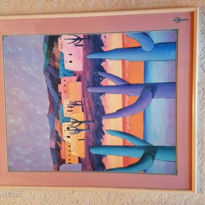 Lot-A11 Downe Burns Matted Framed Southwestern Print