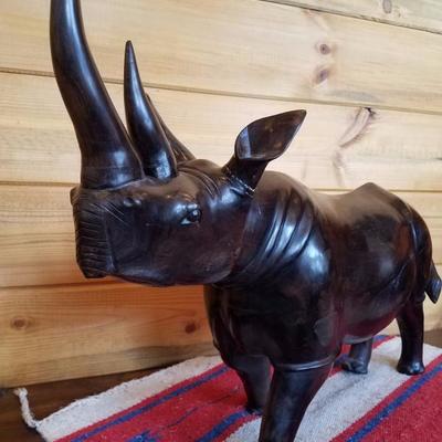 Lot-B36 Large Carved Ironwood Rhinoceros Figure