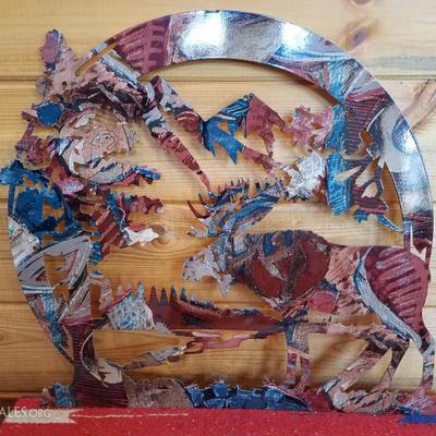 Lot-B11 Single Laser Cut Woodland Wall Hanger Moose Art