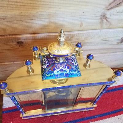 Lot-A15 Oriental Mantel Clock W/ Key People's Republic (Parts or Repair)