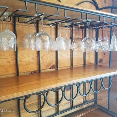 Lot-B49 2 Pc Decorative Rustic Vineyard Wood & Metal Wine Bar 