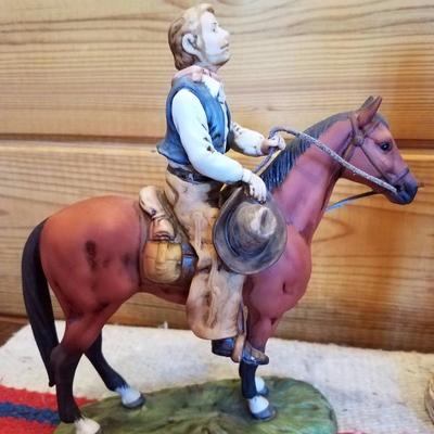 Lot-A17 3 Pc Western American Porcelain Figurines Collection