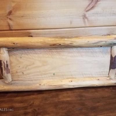 Lot-C9 Rustic Log Cut Welcome Sign  4 Person Coat Rack