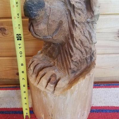 Lot-A24 Decorative Wood Carved Bear Stump #1