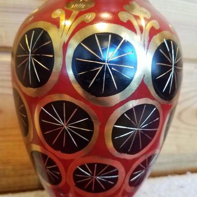 Lot-A20 Red & Black Brass Vase Made In India