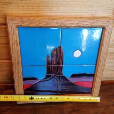 Lot-B69 4 Tile Dessert Night Tecolote SW Art Santa Fe Handpainted Dick Jupp