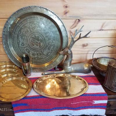 Lot-B59 12 Pc Brass Platter DÃ©cor Various Mixed Lot