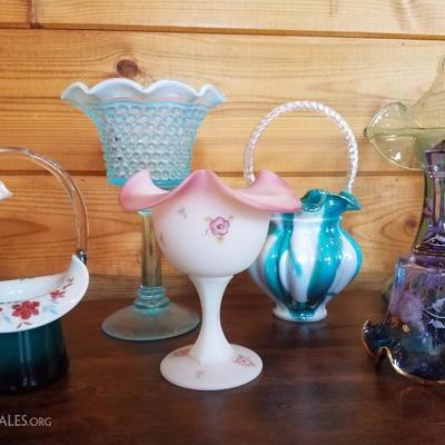 Lot-B20 11 Pc Assorted Fenton Glass Mixed Lot DÃ©cor 