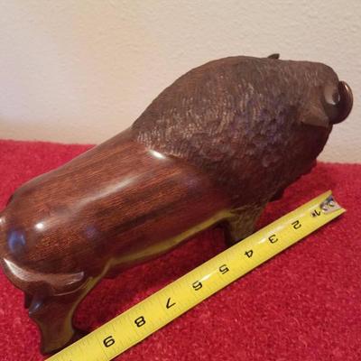 Lot-C14 Carved Ironwood Buffalo Figure 