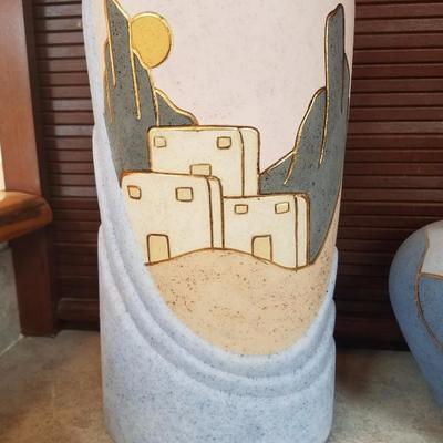 A4 2 Pc Southwest Pottery Artist Signed Decorative Vases