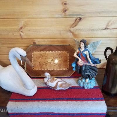 Lot-E7 5 Pc Mixed Lot Swan/Platter/Duck/Angel/Jug 