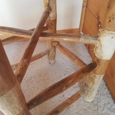 Lot A2 Single Rustic Log Bar Stool Fabric Covered Bear Print