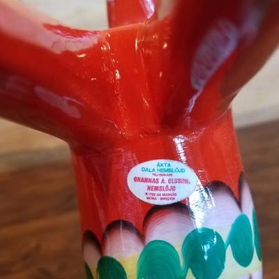 Lot-A23 DA NILS OLSSON Sweden Red/Orange Dala Wood Horse 10" Tall