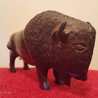 Lot-C14 Carved Ironwood Buffalo Figure 