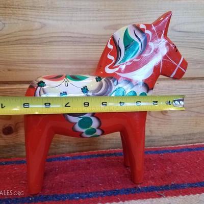 Lot-A23 DA NILS OLSSON Sweden Red/Orange Dala Wood Horse 10" Tall