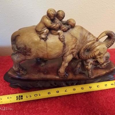 Lot-C13 Decorative Carved Stone Bull Statue