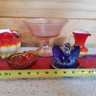 Lot-B55 5 pc Mixed Fenton Glass Assorted Lot