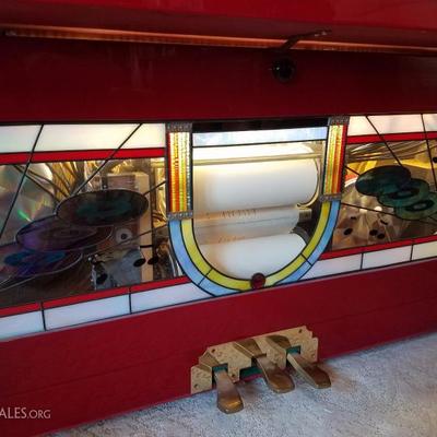 Lot-B31 Light up Rock 'n Roll Mozelle's Stained Glass Player Piano w/ Rolls
