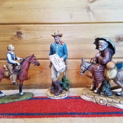 Lot-A17 3 Pc Western American Porcelain Figurines Collection
