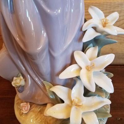 Lot-B70 12.5" Porcelain Angel w/ Flowers Decorative Painted Figurine 