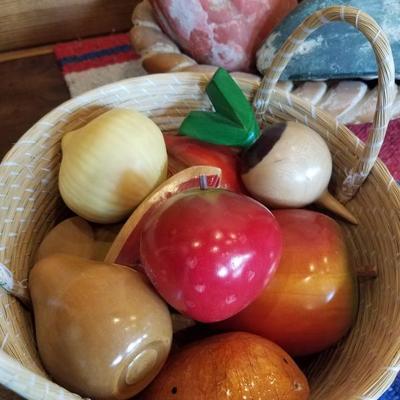 Lot-E2 Various Wooden & Terra Cotta Fruit In Baskets Lot