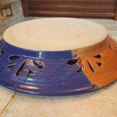 A3 Large 17" Decorative Glazed Pottery Art Platter Artist Signed