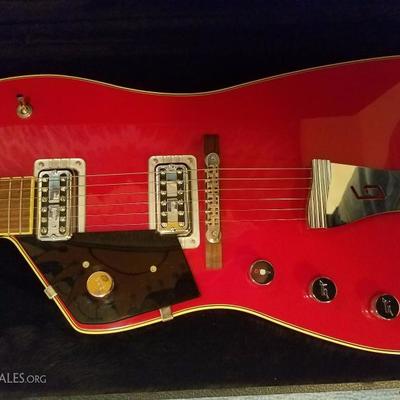 Lot-F6 Custom Left Hand Gretsch 6 String Guitar Red W/ Case Signed "Billy Bo"