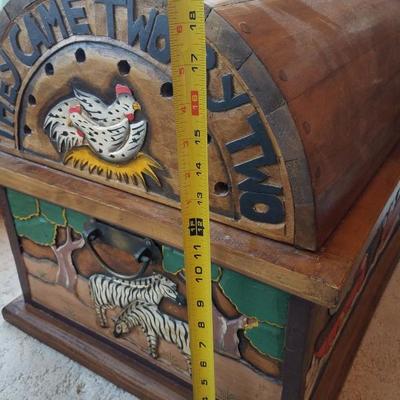 Lot-B5 Handmade Painted Noah's Ark Themed Wooden Chest/Box