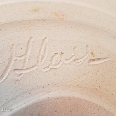 A3 Large 17" Decorative Glazed Pottery Art Platter Artist Signed