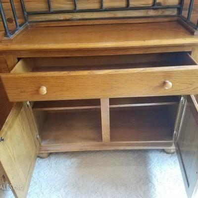 Lot-B49 2 Pc Decorative Rustic Vineyard Wood & Metal Wine Bar 