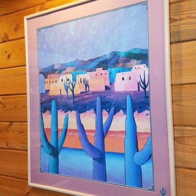 Lot-A11 Downe Burns Matted Framed Southwestern Print