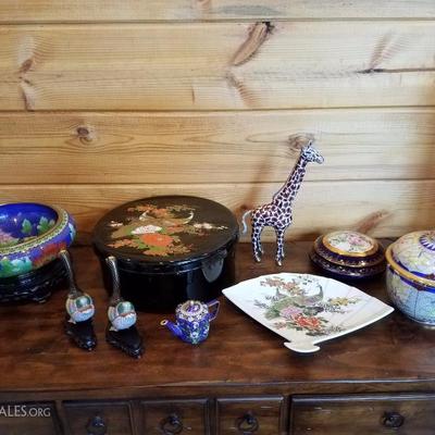 Lot-B61 9 Pc Cloissone DÃ©cor Oriental Asian Mixed Lot