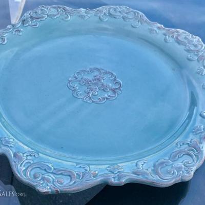 Teal serving platter tray 