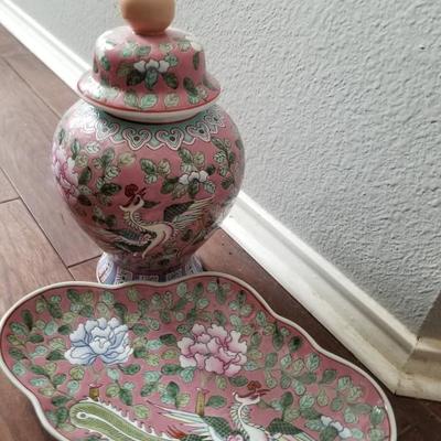 Ethan Allen set vase and platter