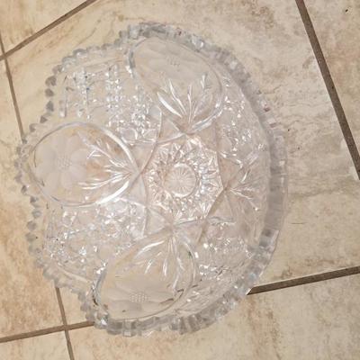 American Brilliant Vtg cut glass punch bowl