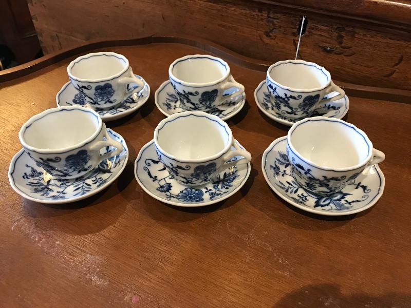 Lot 120-Lot of 6 Porcelain Blue Danube Demitasse Cups and Saucers ...