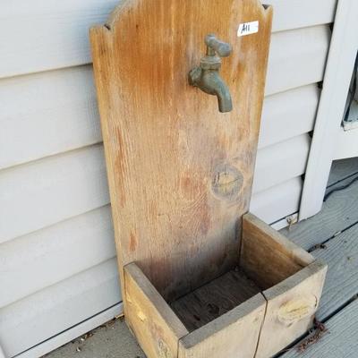 Decorative Wooden Planter W/ Faucet Decor