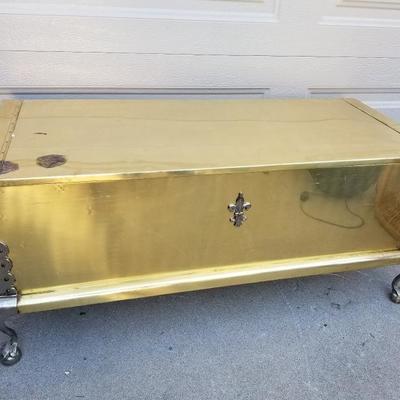 Vintage Brass Plated Chest w/ Silver Foot