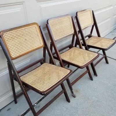 Lot of 3 VIntage Japan Wood Folding Chairs