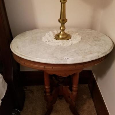 Antique White Marble Top End Table